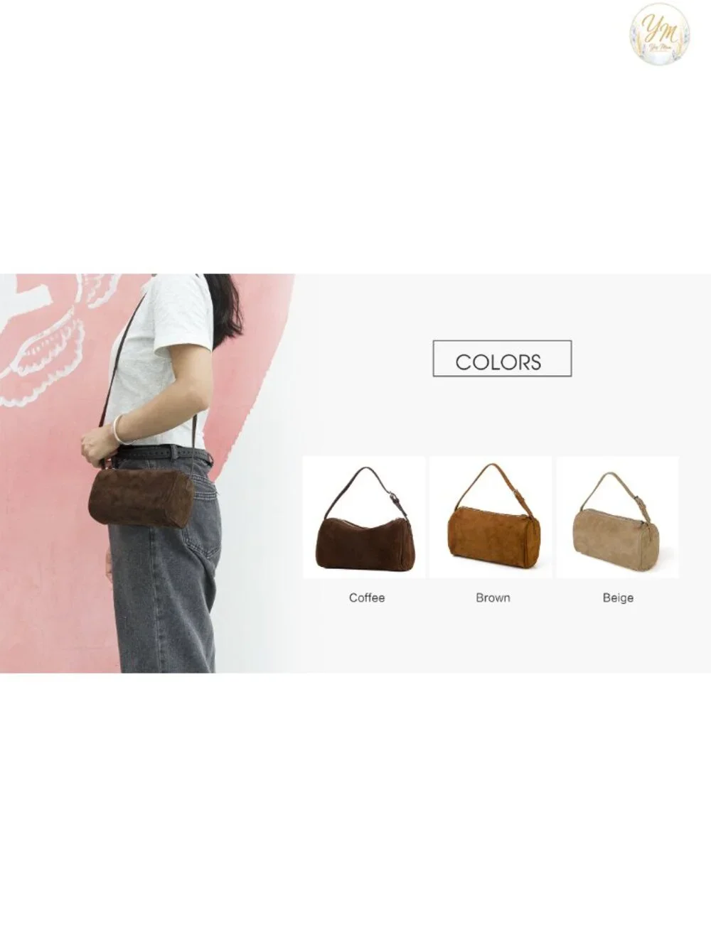 Premium Suede Leather Crossbody Hobo Bag with Zipper Pocket Shoulder Purse